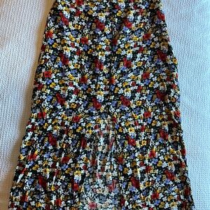 Forever 21 Black and Red Ruched Midi Skirt